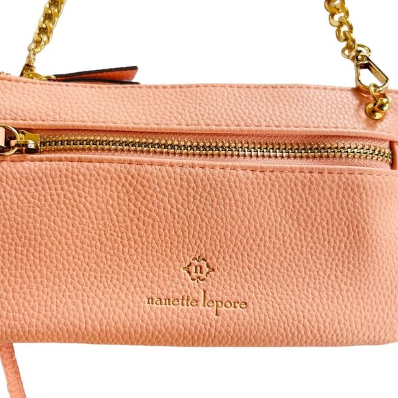 Nanette Lepore Crossbody Pouch To Crossbody Purse Peach Gold Chain - Picture 8 of 14